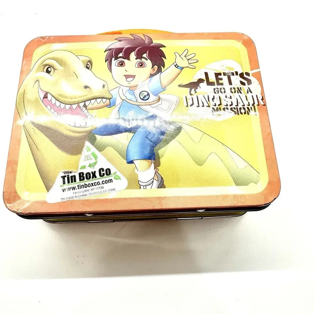 Go Diego Go Dinosaur Mission Tin Lunch Box Nick Jr 2013 Viacom Yellow Orange